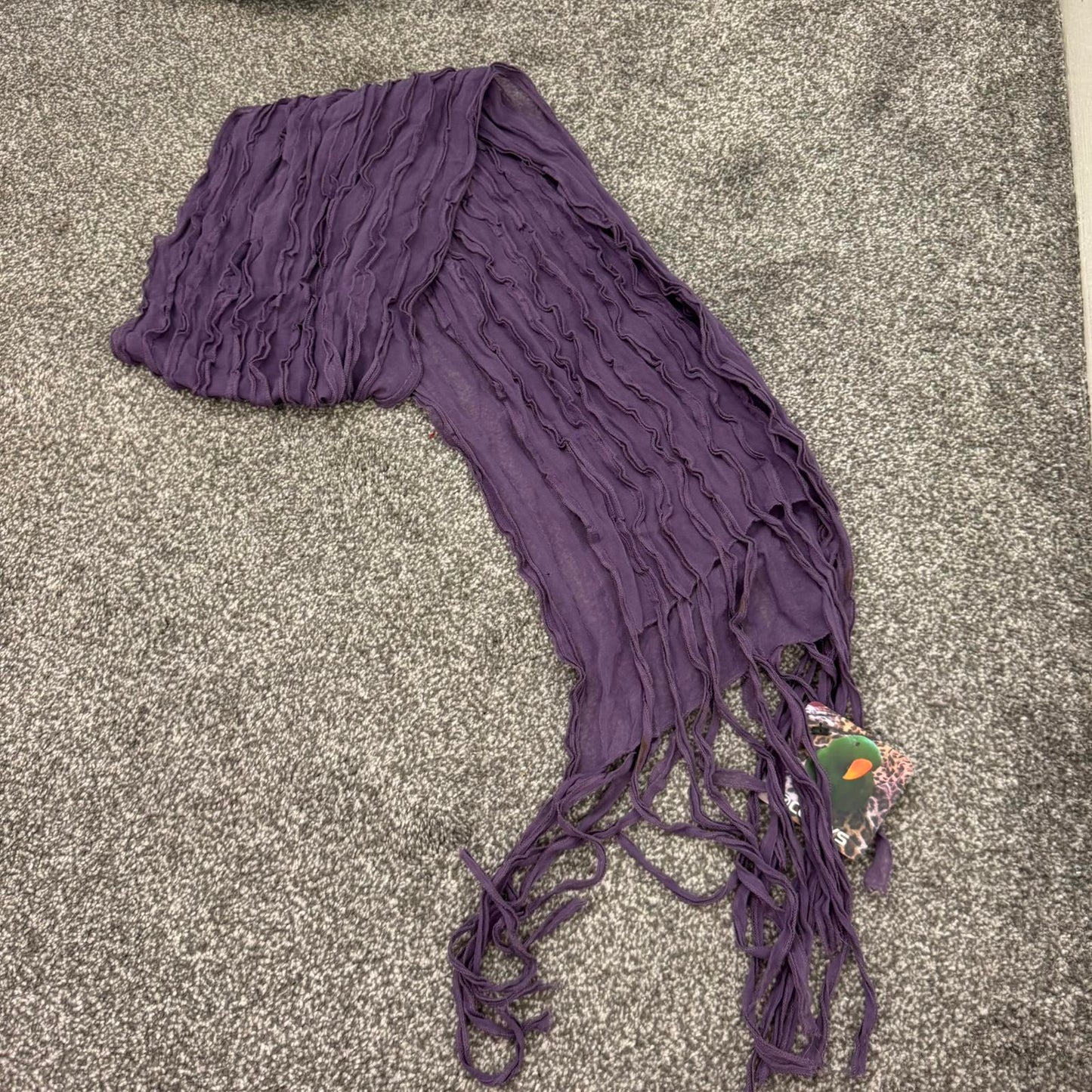 Y2K vintage sheer purple scarf tassel fringe