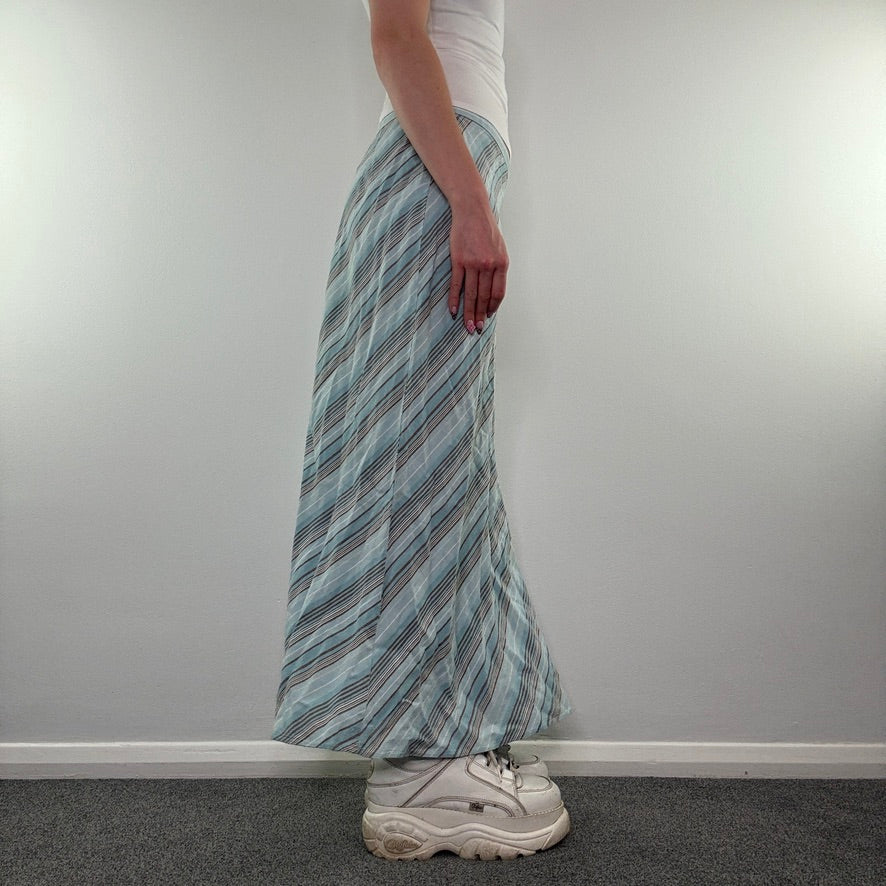 Y2K vintage striped maxi skirt