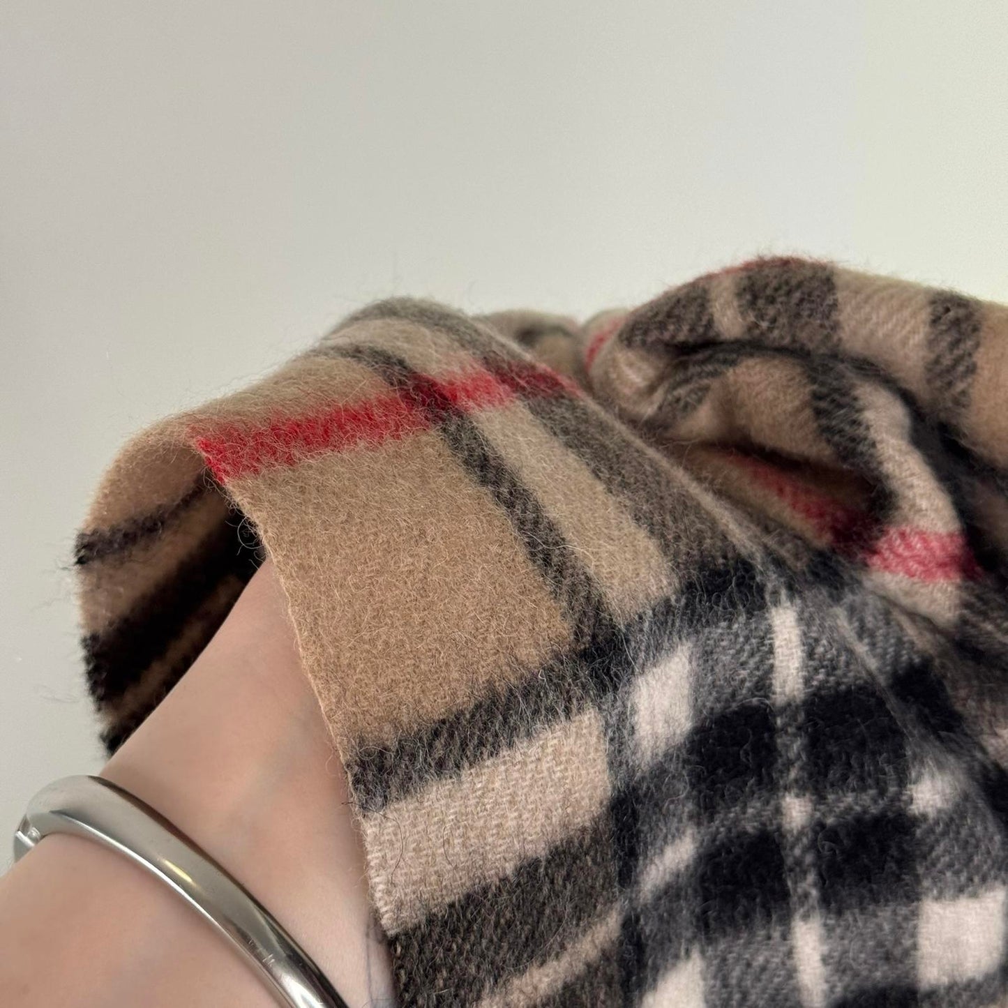 Y2K vintage nova check scarf wool blend unisex fringe