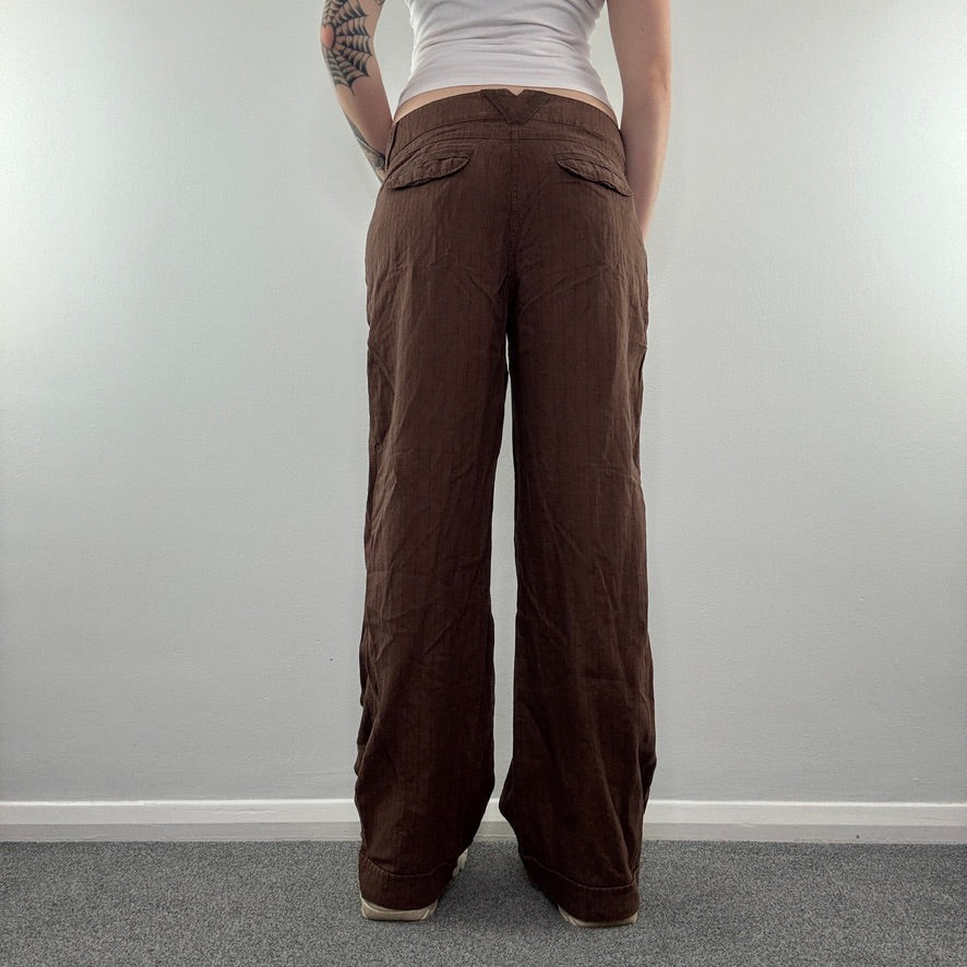 Y2K vintage baggy trousers pinstripe office tailored formal turn up