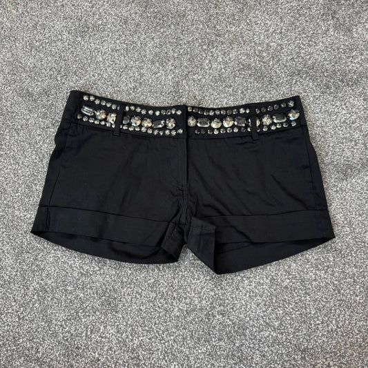 Y2K vintage low rise stretchy chunky gem jewels mini shorts boho festival chic
