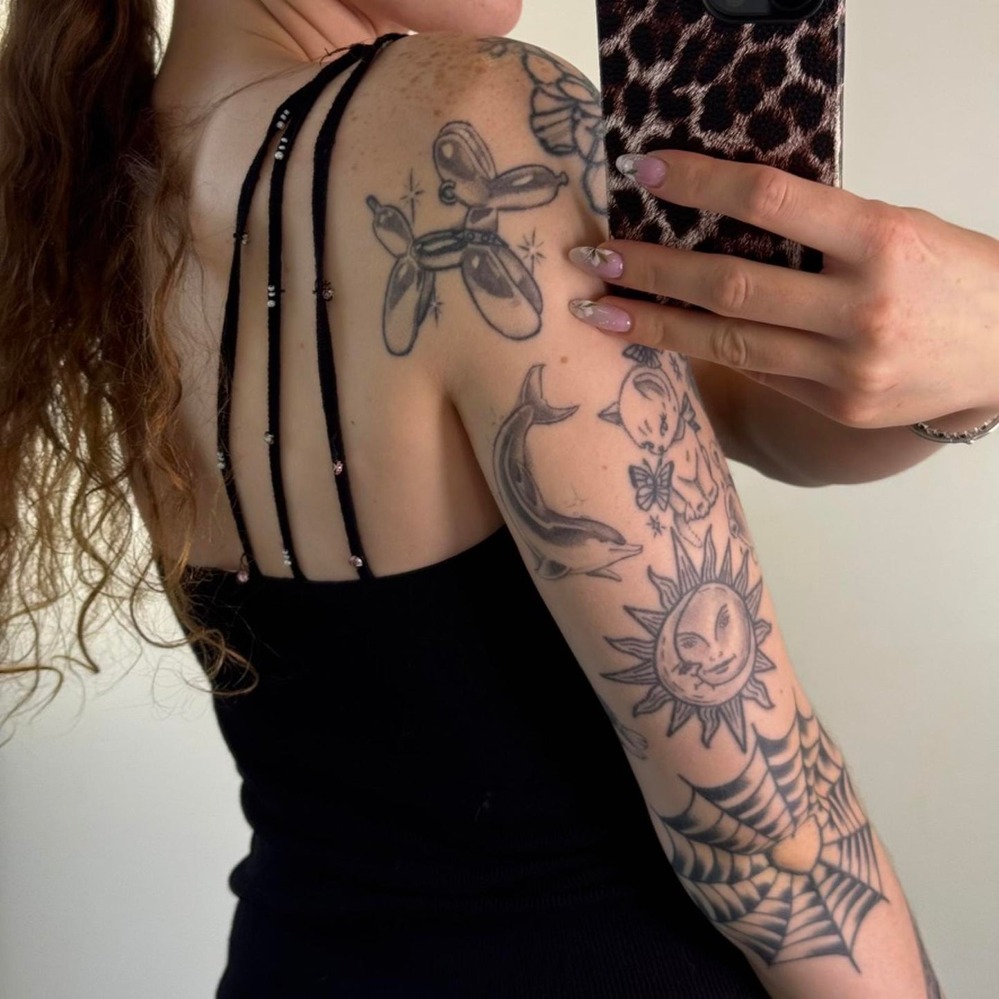 Y2K vintage fine knit cami top strappy rhinestones embellished flowers beaded