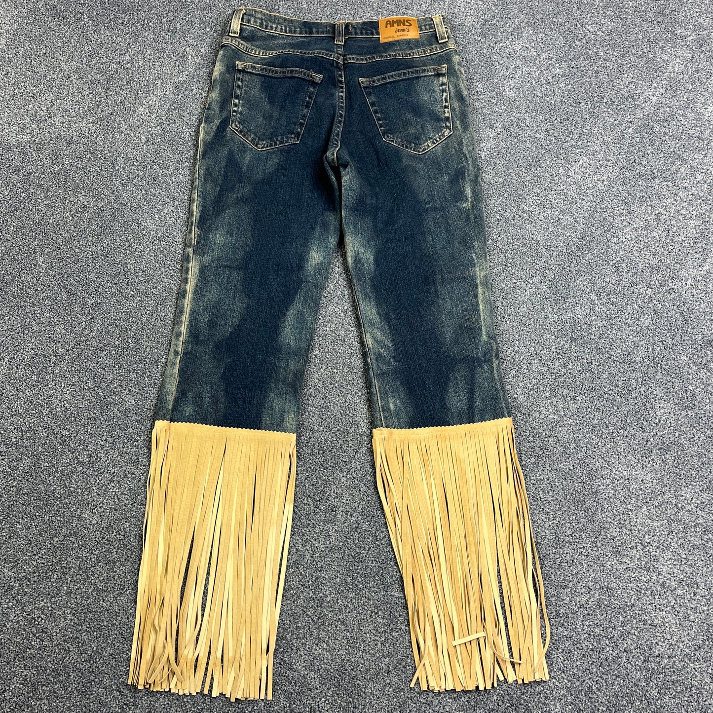 Y2K faded denim tassel low rise jeans