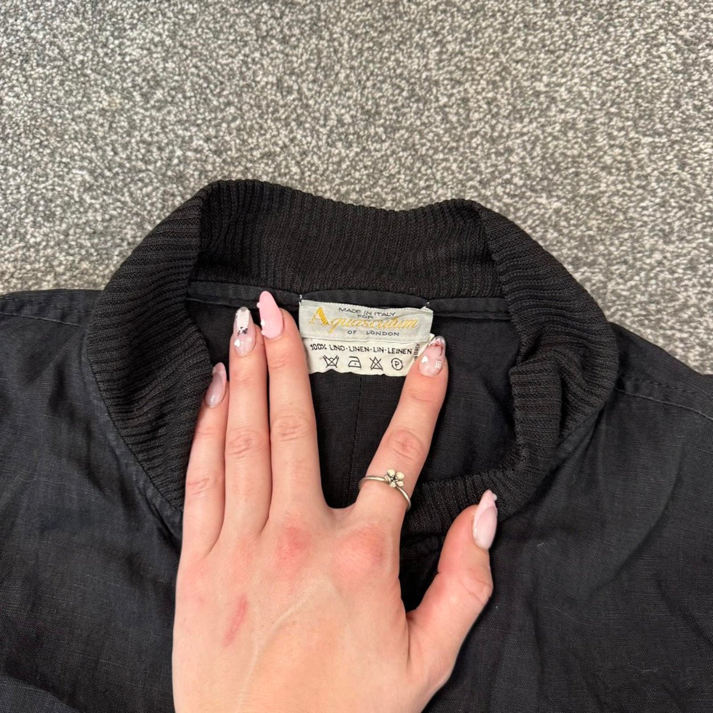 Vintage Aquascutum linen button up bomber jacket lightweight summer collarless