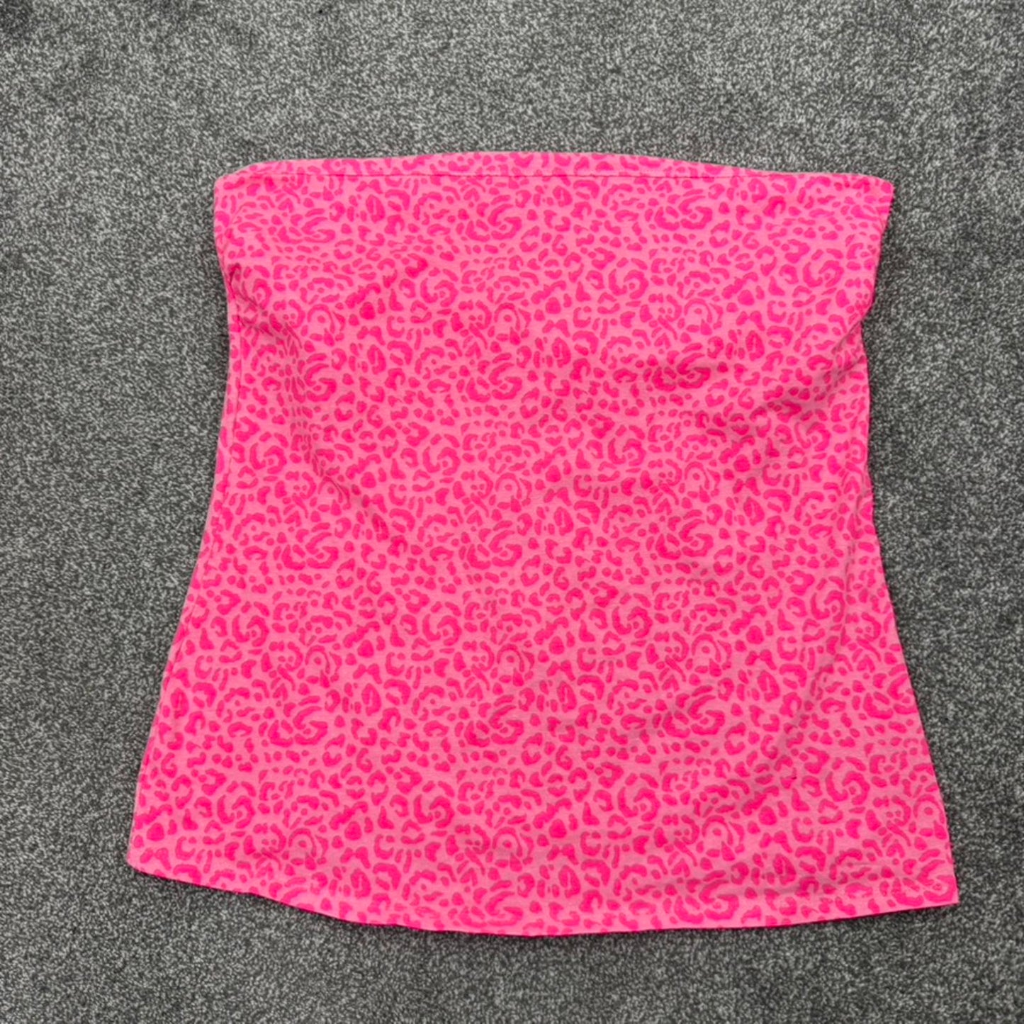 Y2K vintage leopard print strapless top hot pink