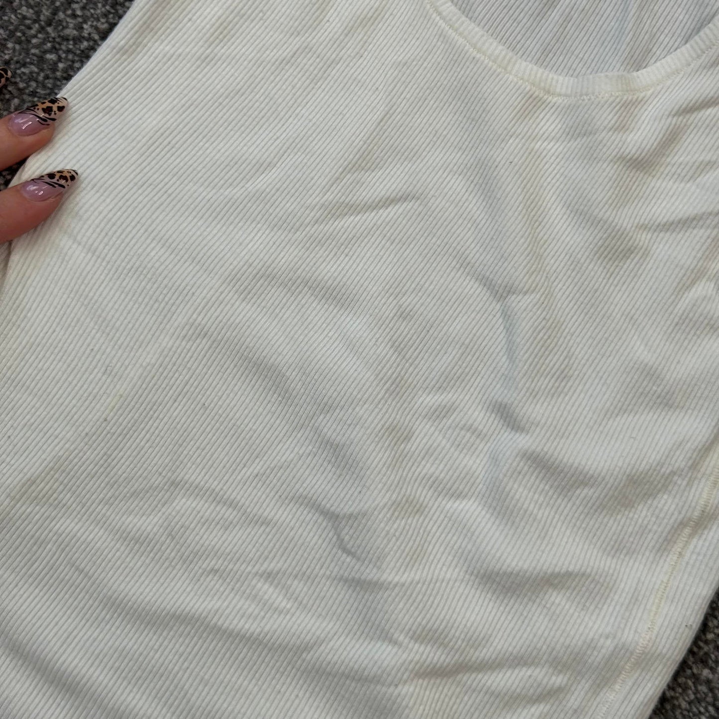 Skims white ribbed tank top fitted round neck stretchy