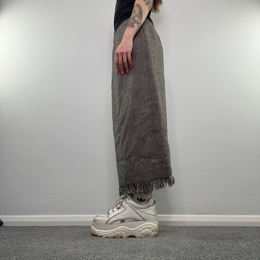 Y2K tweed tartan maxi skirt