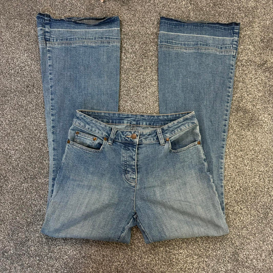 Y2K vintage mid rise light denim bootcut jeans flare leg faded