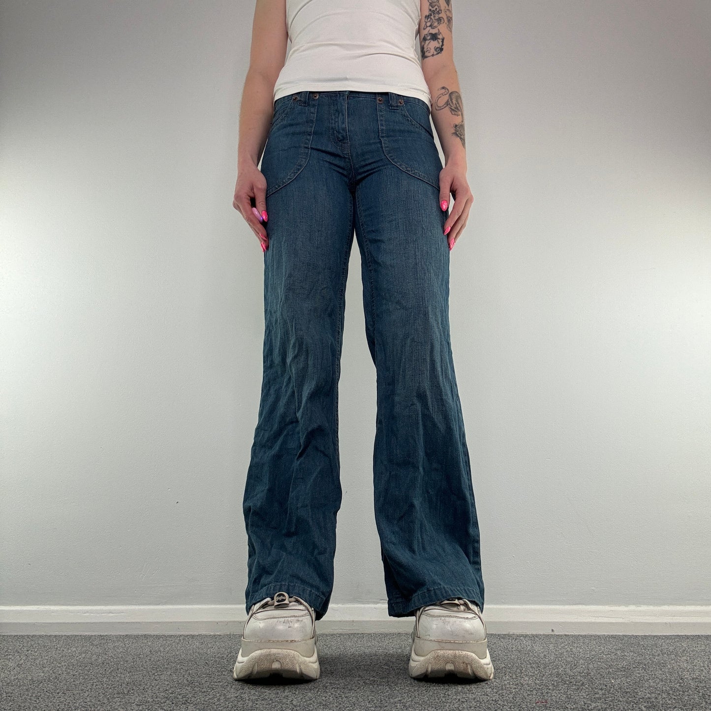 Y2K low rise denim baggy flared jeans