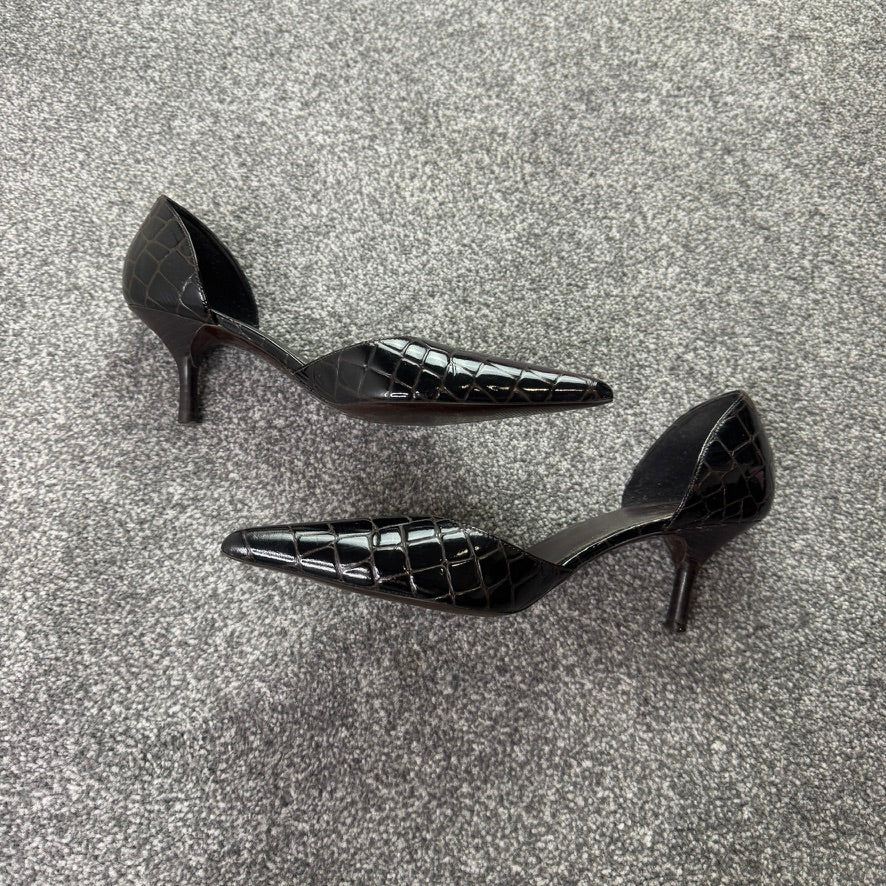 Y2K vintage crocodile print pointed toe heels