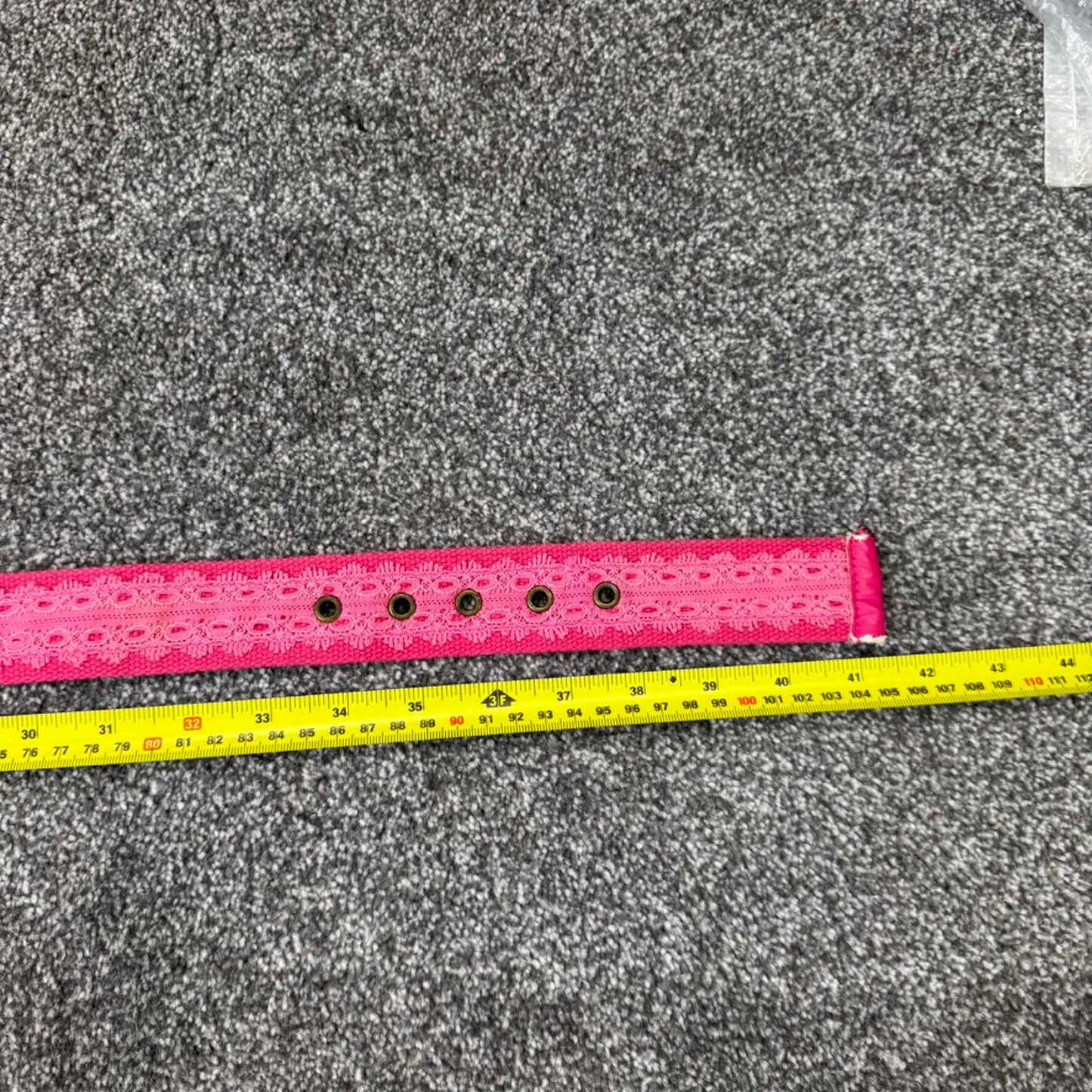Y2K vintage canvas lace grommet hot pink belt