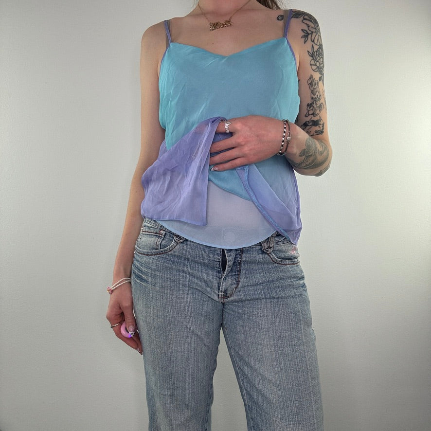 Y2K sheer floaty ombre summer cami top