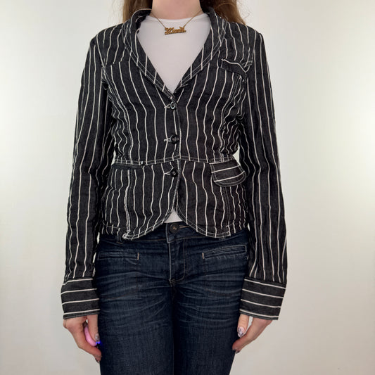 Y2K vintage denim pinstripe blazer