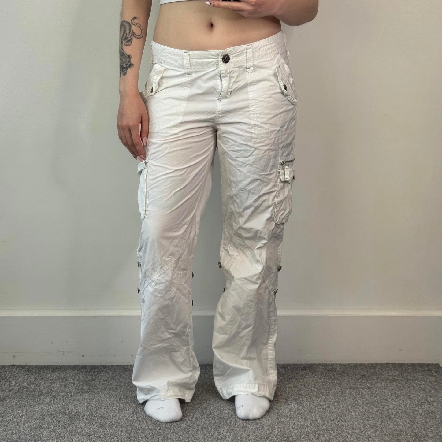 Y2K vintage low rise baggy cargo trousers combat trousers lightweight summer