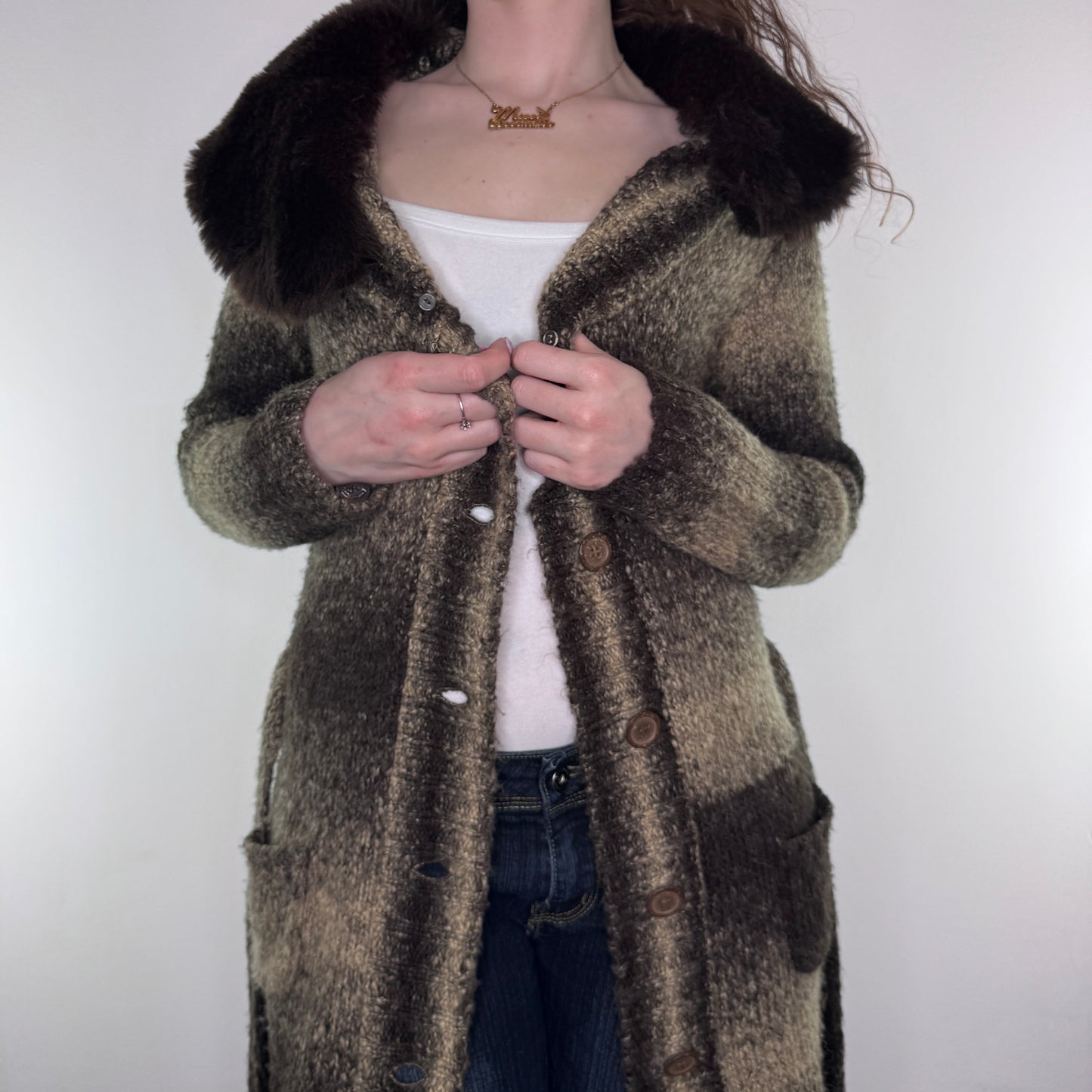 Y2K vintage stripe knit long cardigan