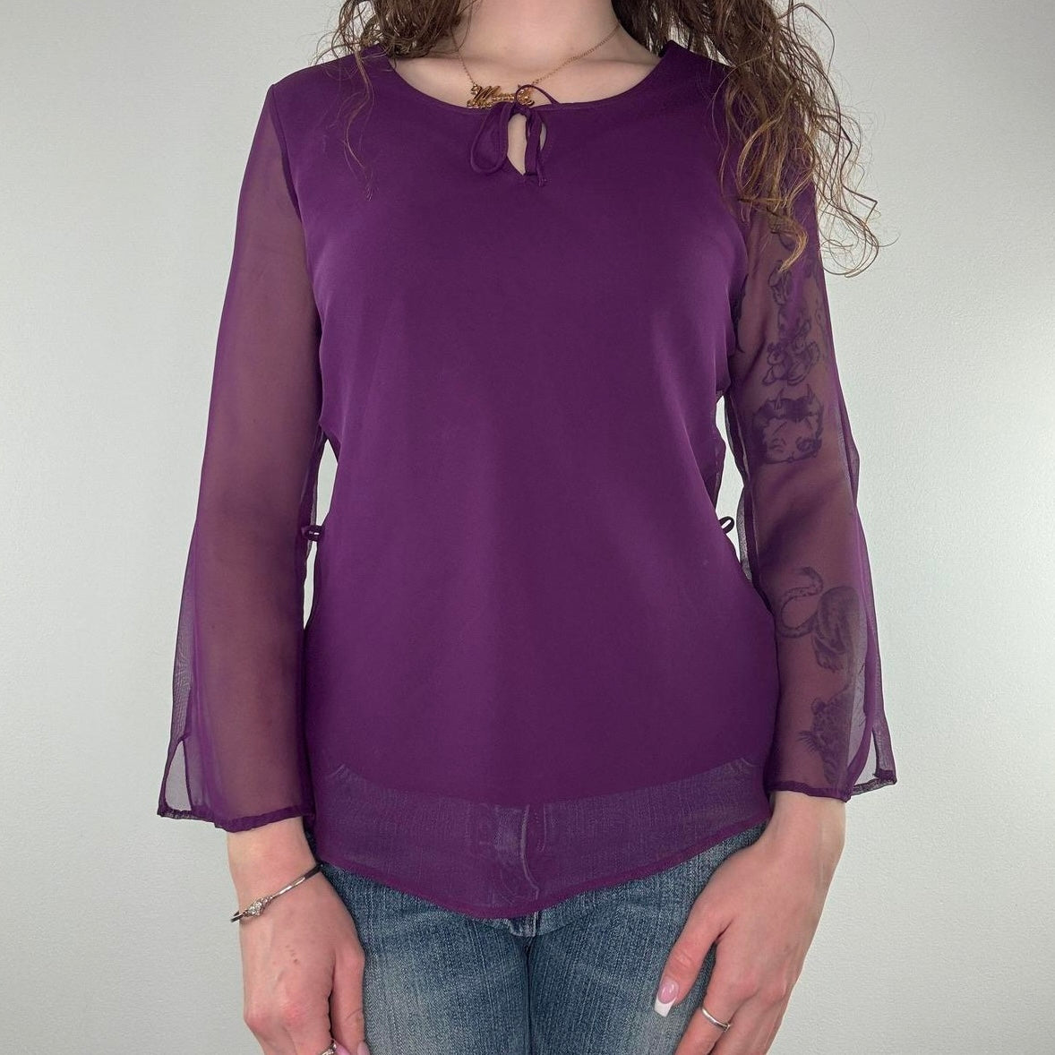 Y2K vintage sheer floaty long sleeve top