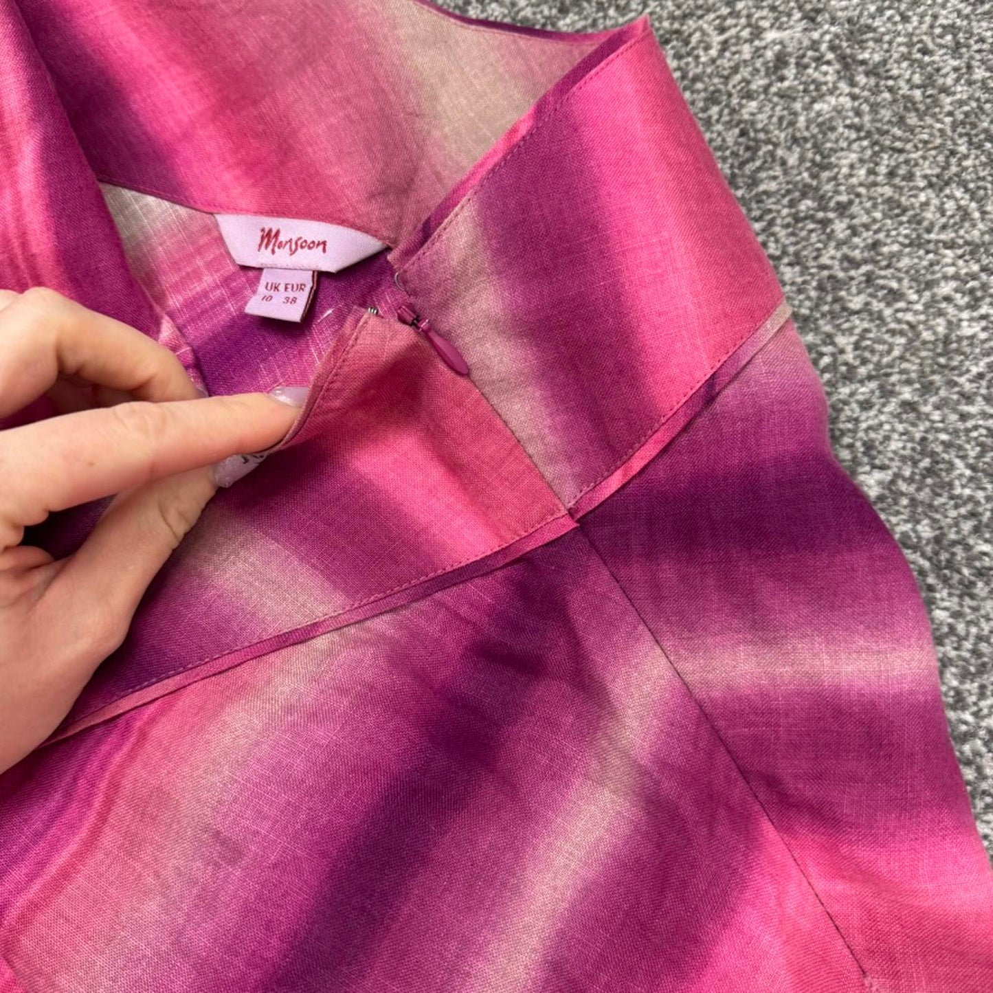 Y2K vintage 100% linen stripe midi skirt a line knee length floral embroidered