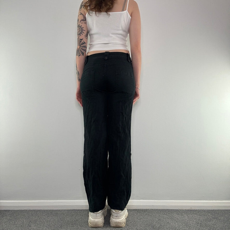 Y2K part linen baggy mid rise trousers