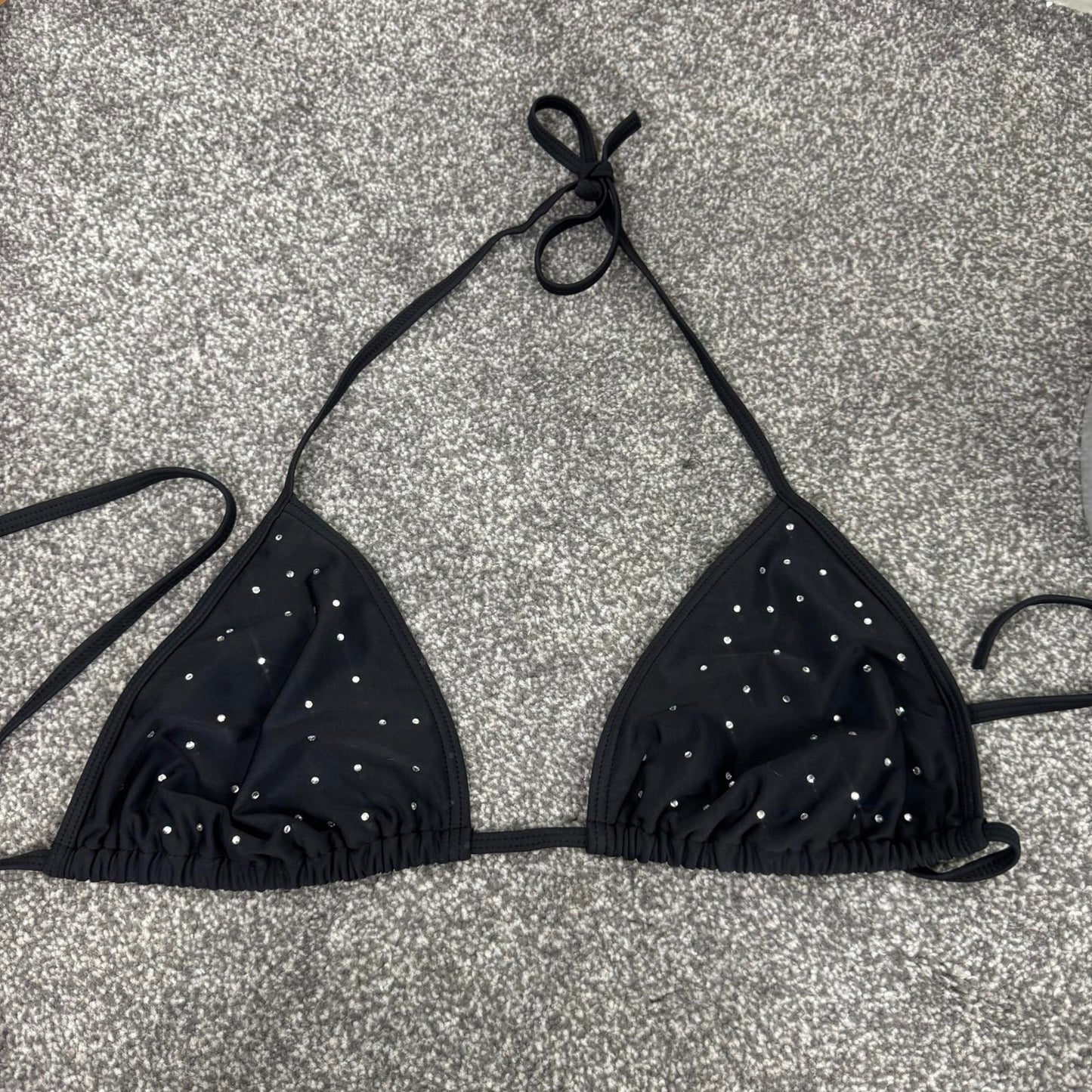 Y2K vintage rhinestone halterneck bikini top