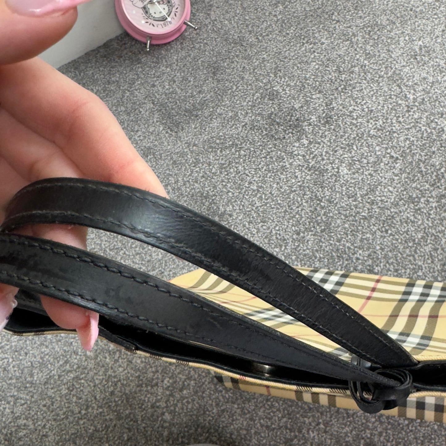 Vintage Burberry beige nova check print PVC tote bag handbag large