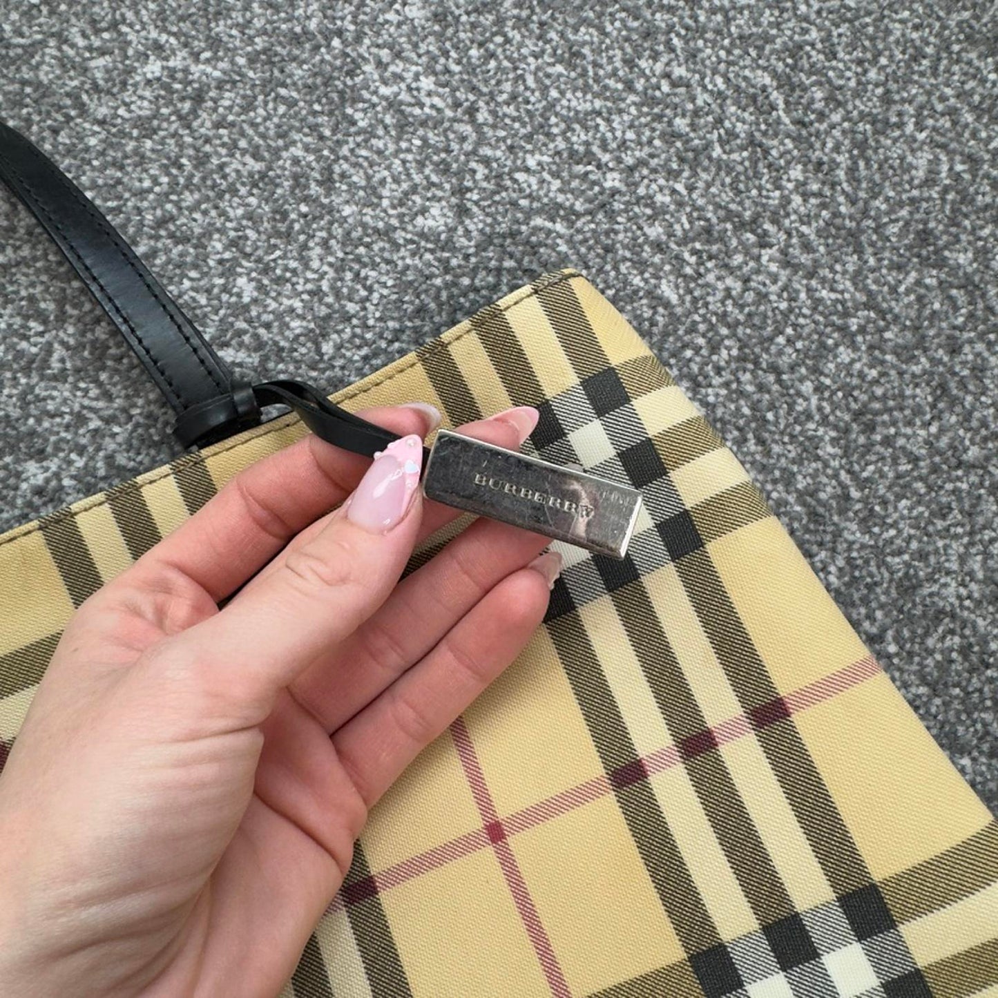 Vintage Burberry beige nova check print PVC tote bag handbag large