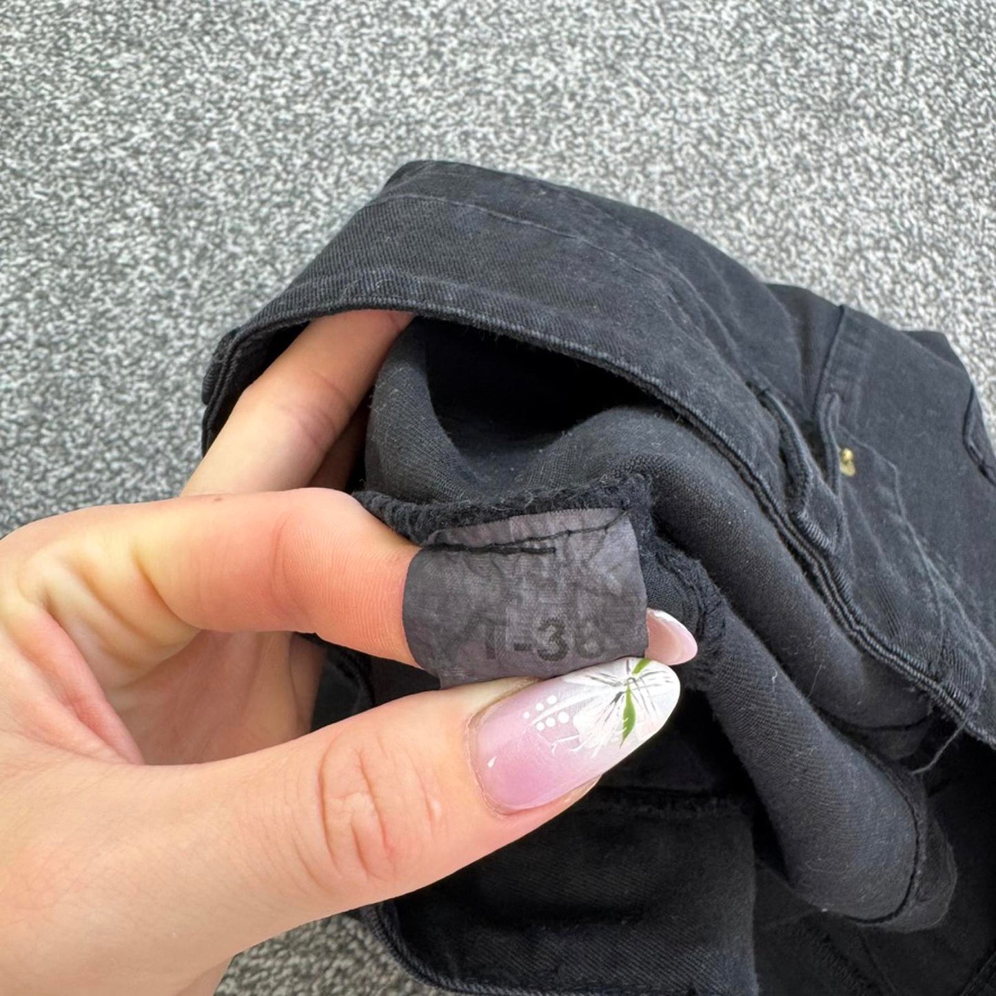 Y2K vintage low rise denim mini skirt black studded