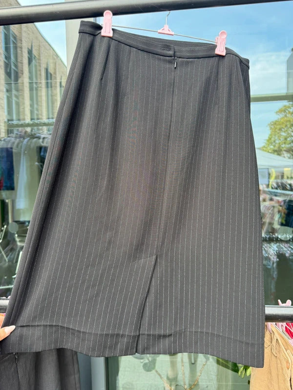 Y2K vintage stripe midi skirt tailored office