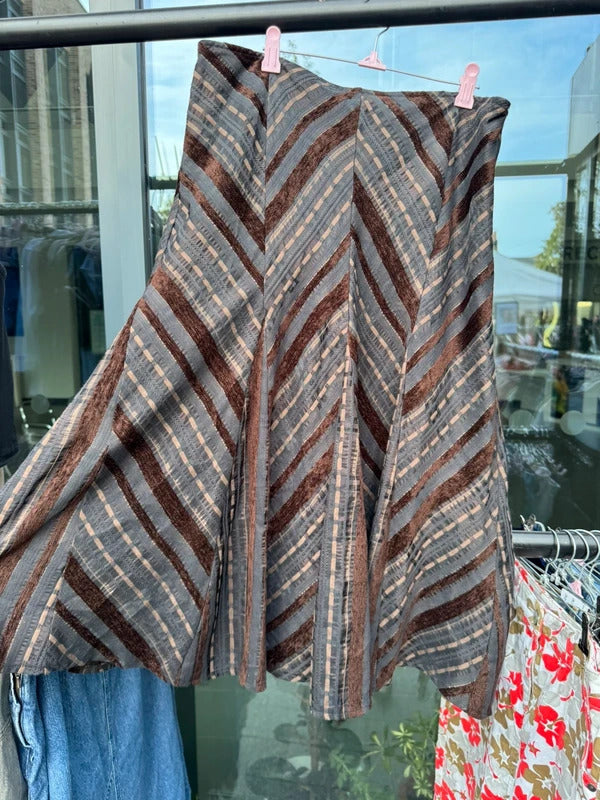 Vintage Y2K stripe maxi skirt a line patchwork boho
