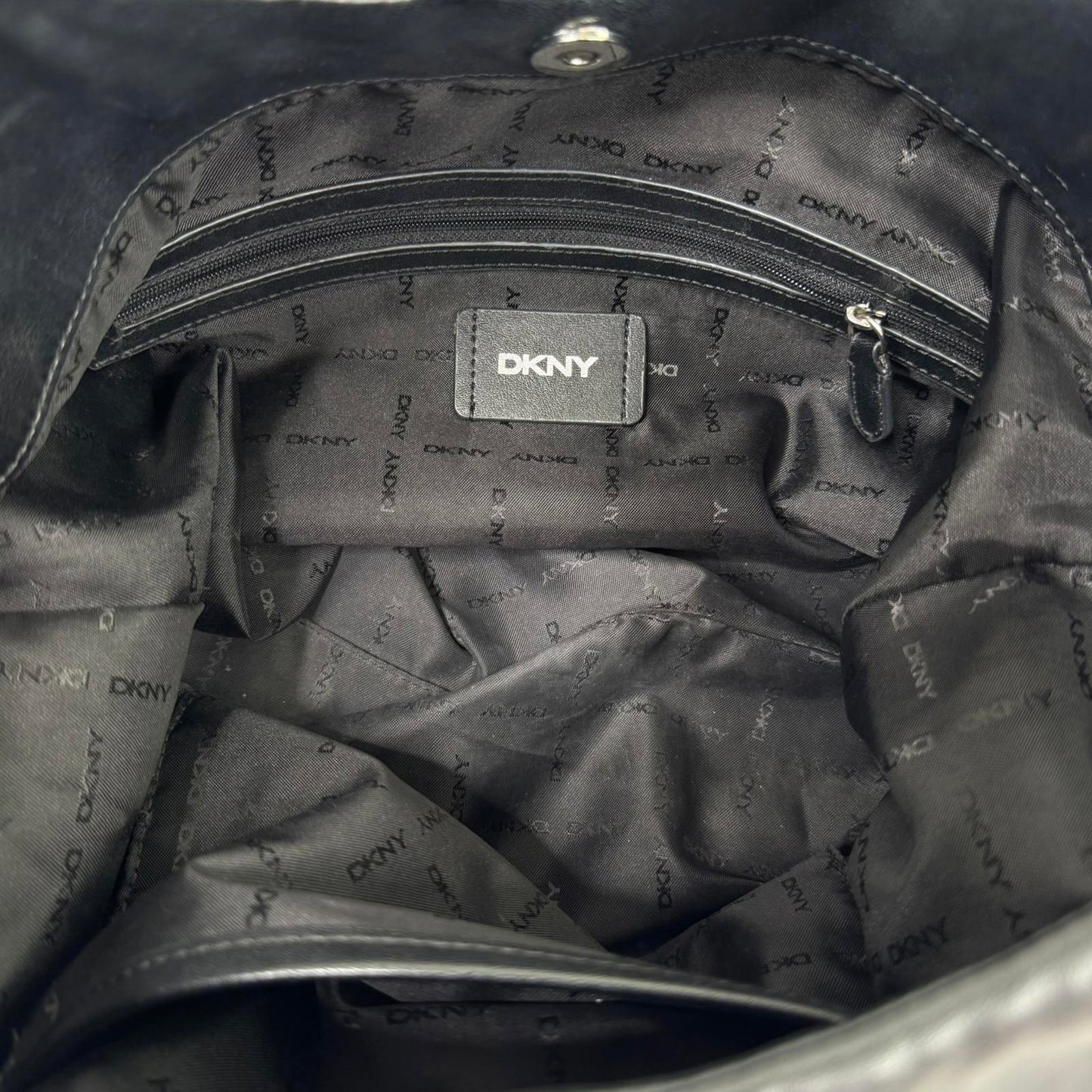 DKNY shoulder bag faux leather slouchy large black