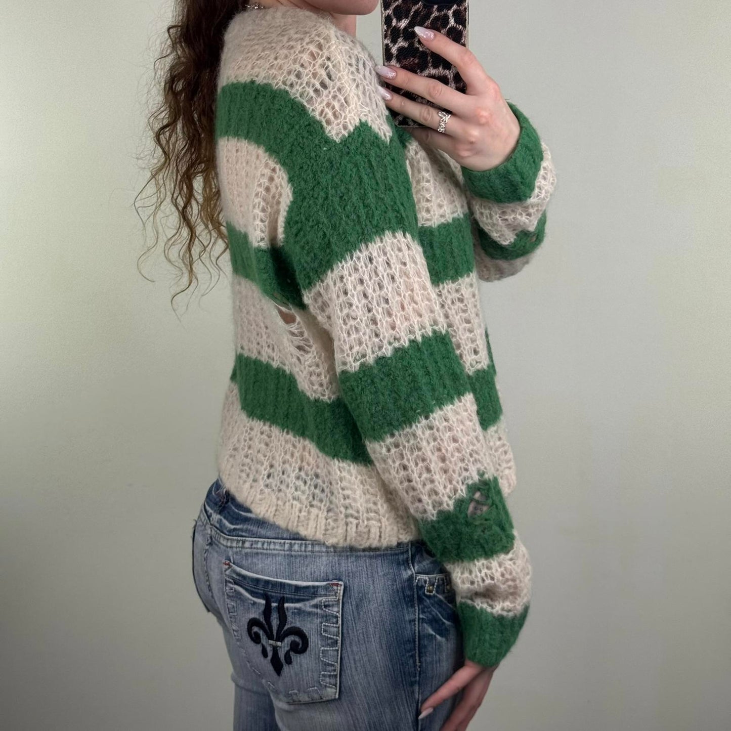 AllSaints alpaca wool blend Britt jumper chunky knit distressed stripe