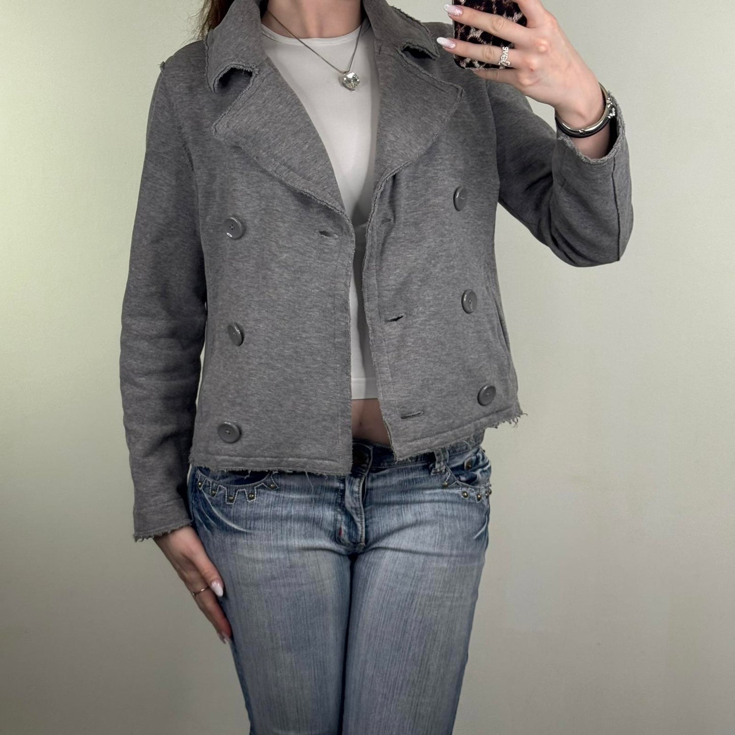 Y2K vintage Gap preppy short jacket stretchy double breasted academia buttons