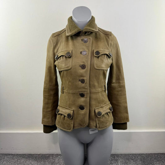 Antwerp Essentiel girls genuine soft leather jacket button up high neck pockets