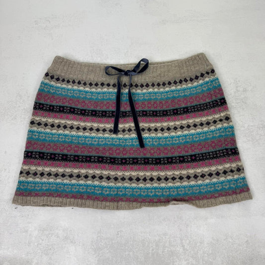 Y2K vintage knit mini skirt pattern bow winter low rise short blue pink grey