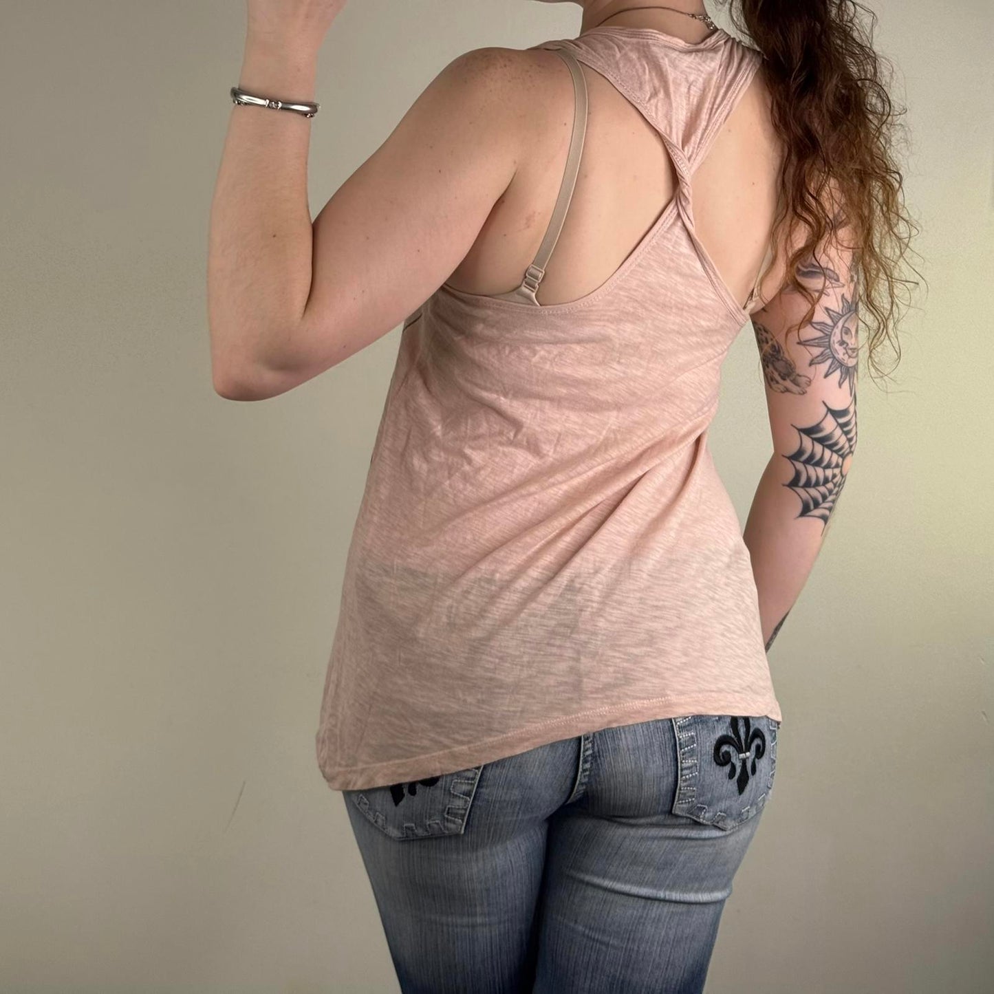 Y2K vintage sleeveless top tank graphic print flowy slouchy racerback beaded