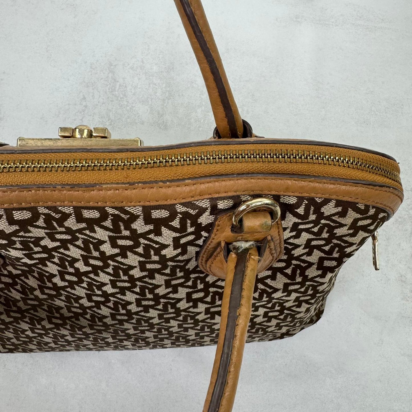 DKNY crossbody bag handbag canvas faux leather large