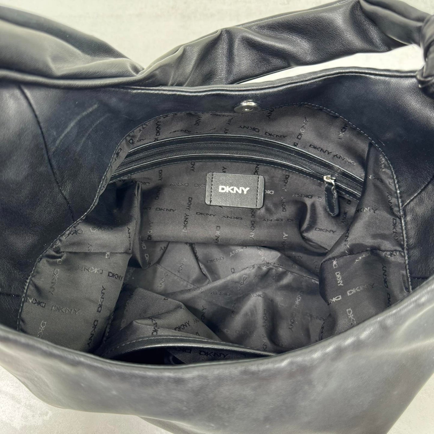 DKNY shoulder bag faux leather slouchy large black