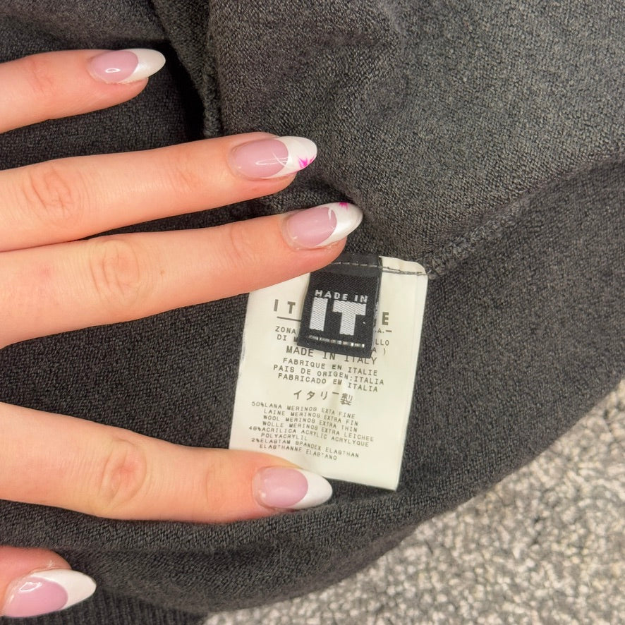 Vintage Versace Jeans Couture grey fine knit v neck jumper