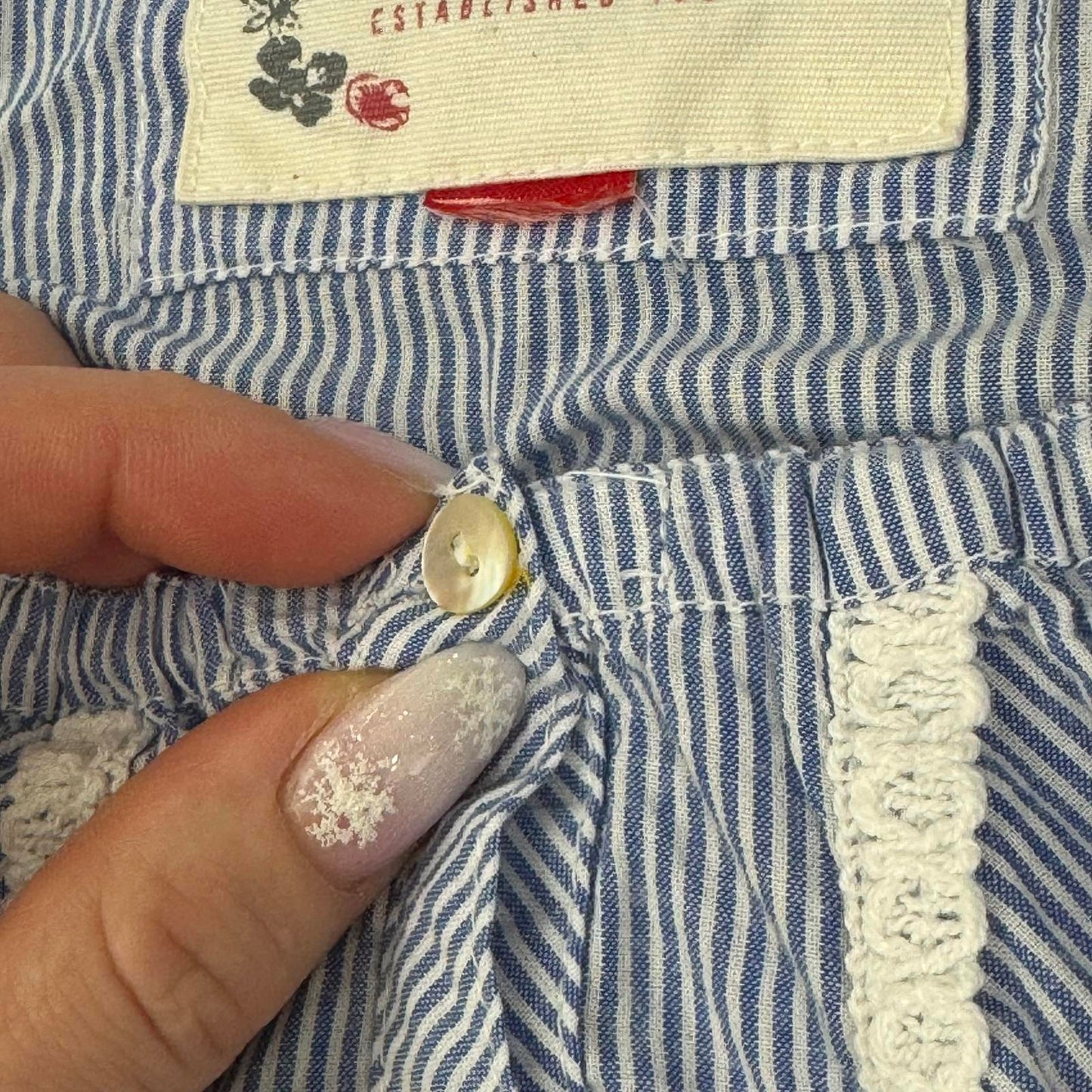 Y2K vintage pinstripe short sleeve blouse shirt bow lace buttons ruffle coquette