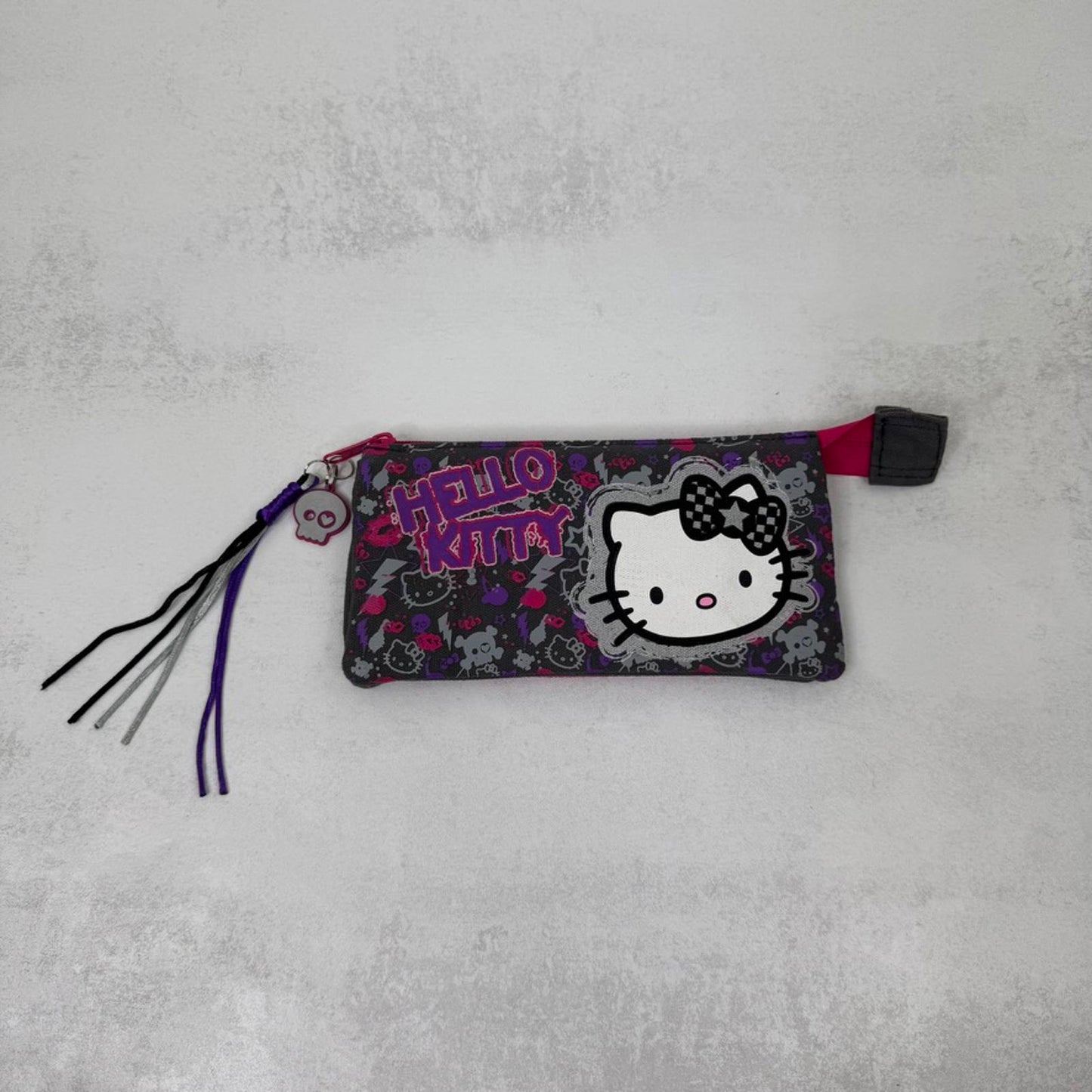 Vintage Hello Kitty Sanrio pencil case / makeup bag star charm skull