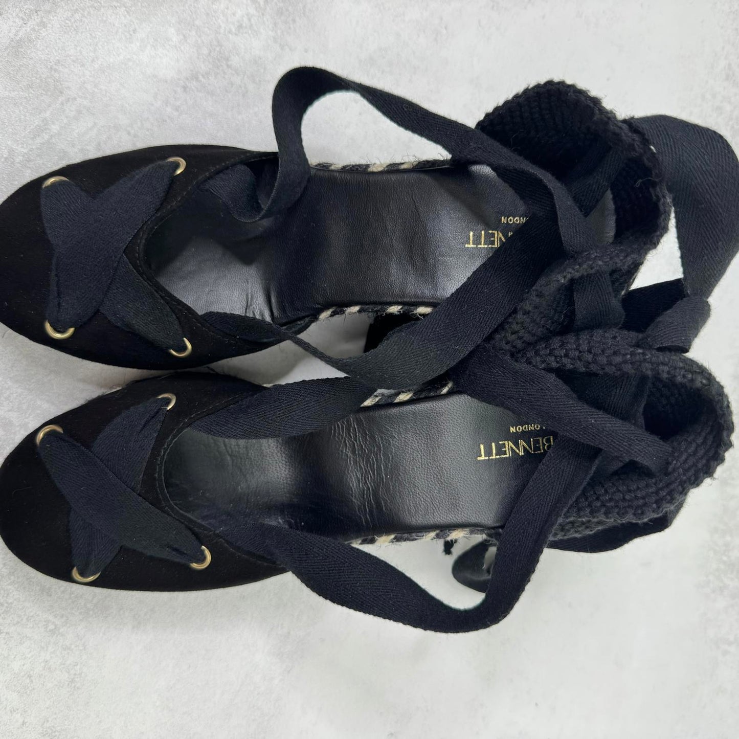 LK Bennett Ophelia wedge sandals braided espadrilles lace up block summer