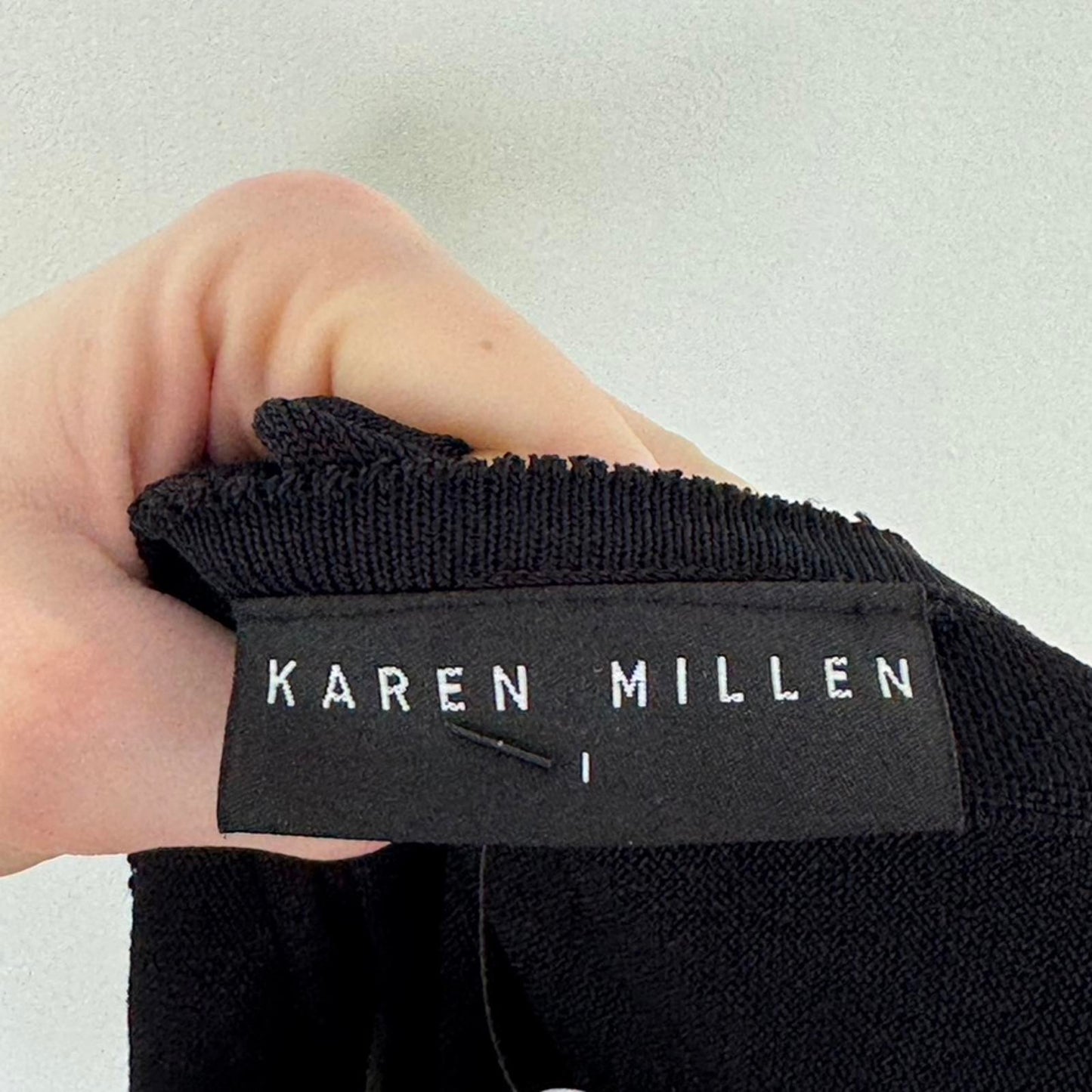 Y2K vintage Karen Millen tank top fine knit beaded fringe v neck stretchy fitted