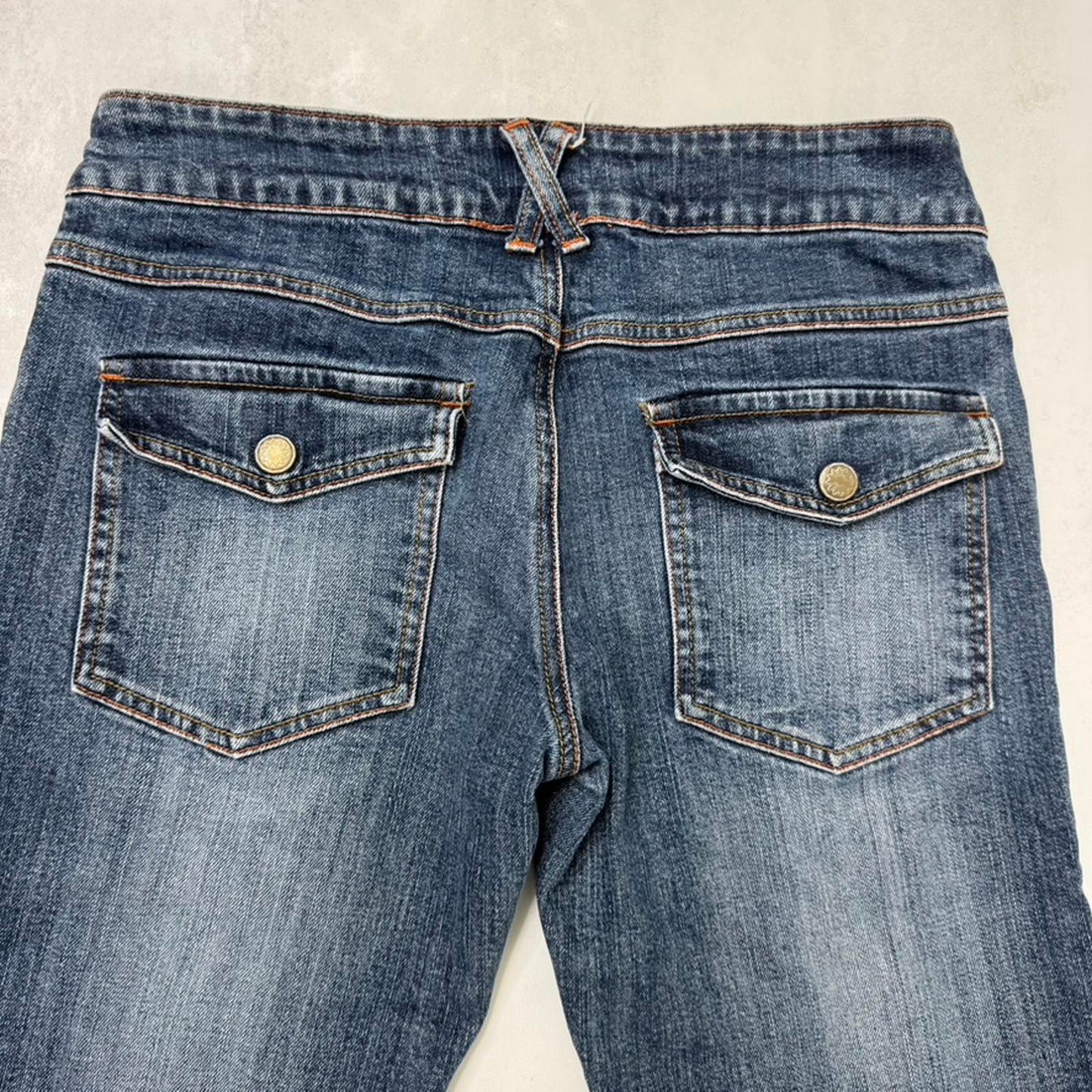 Y2K vintage Bay low rise capri jeans stretchy denim popper studded buttons