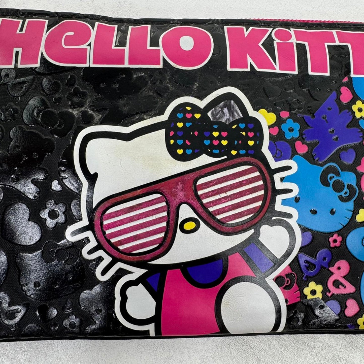 Vintage Hello Kitty Sanrio pencil case / makeup bag star heart charm bow