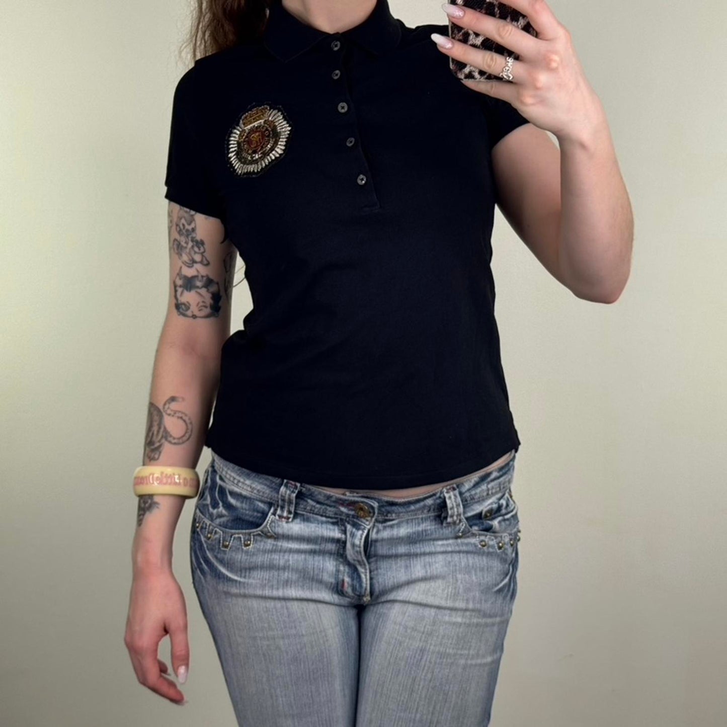 Y2K vintage Polo Ralph Lauren polo top short sleeve beaded henley fitted