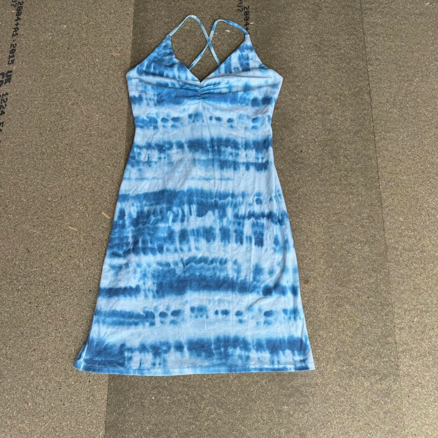 Y2K vintage ombre mini dress summer tie dye stretchy above knee racerback ruched