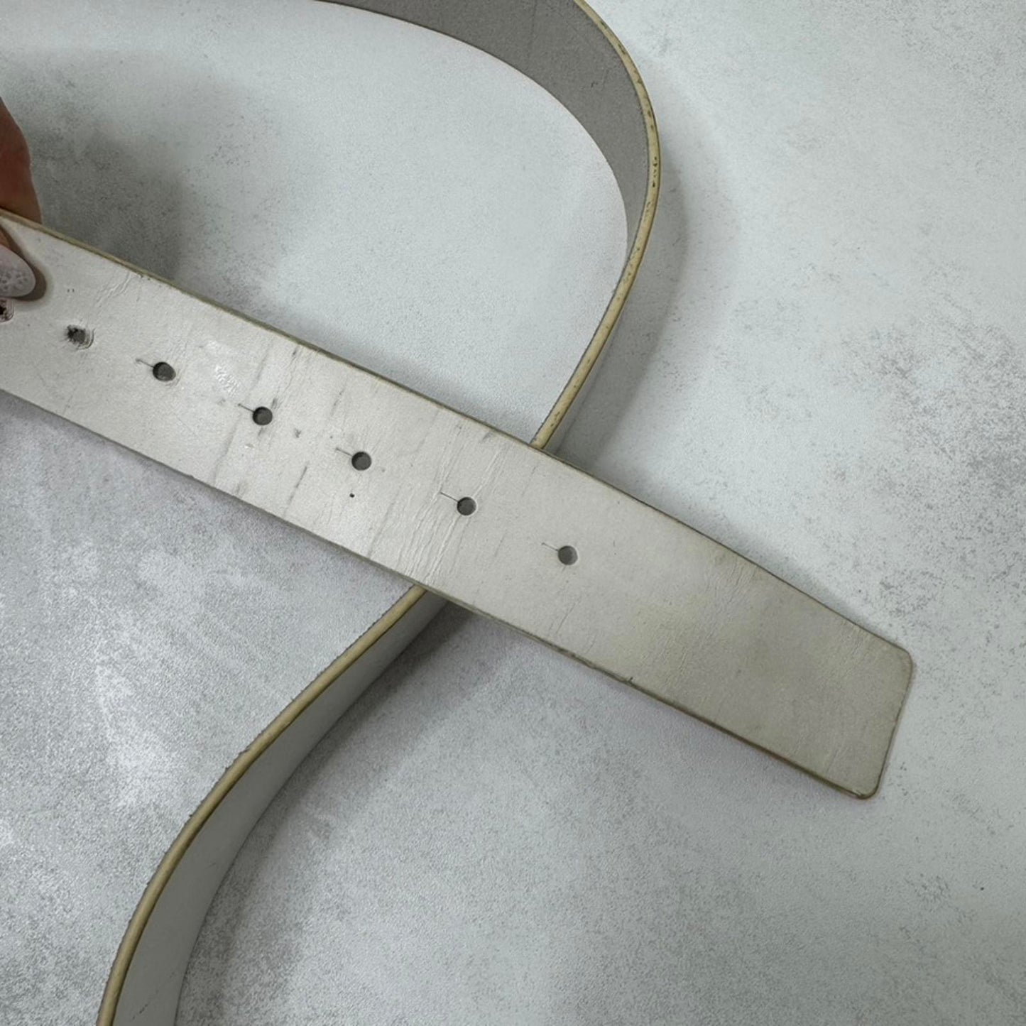 Y2K vintage Adidas genuine full grain leather belt silver buckle white