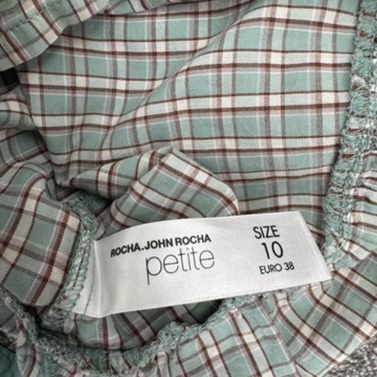 Y2K vintage tank top tartan plaid tie bow frilly button coquette light blue