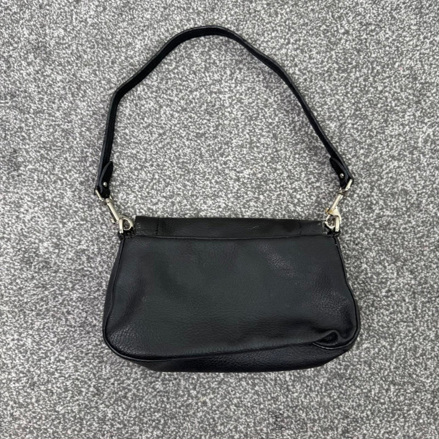 Calvin Klein faux leather mini shoulder bag micro buckle silver black