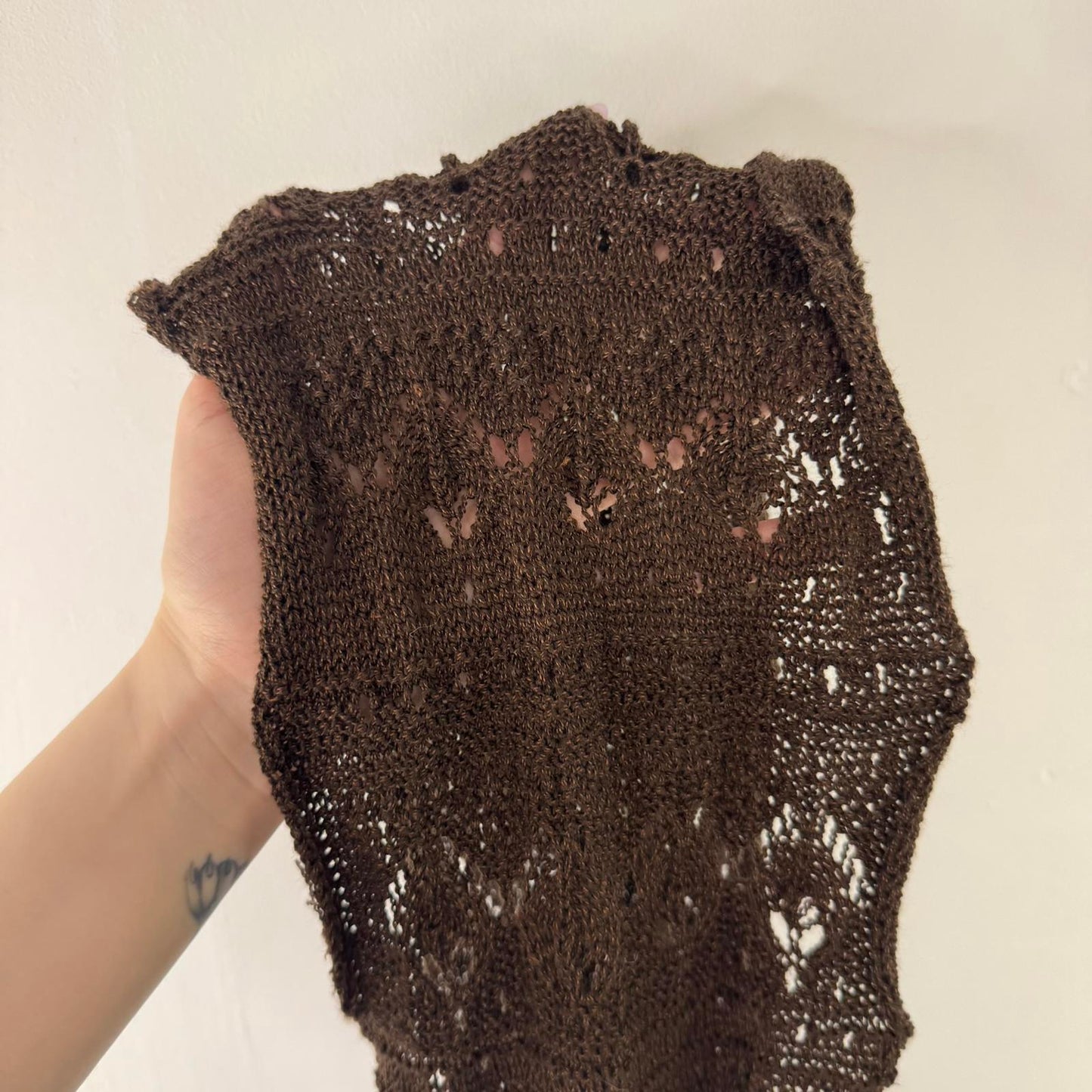 Y2K vintage scarf knitted pattern fine knit brown