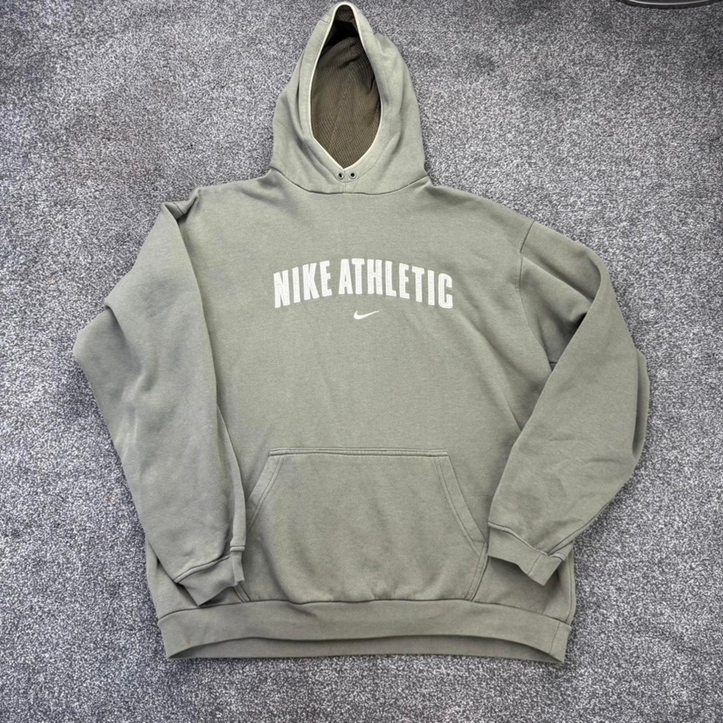 Y2K vintage Nike hoodie embroidered khaki athletic spell out